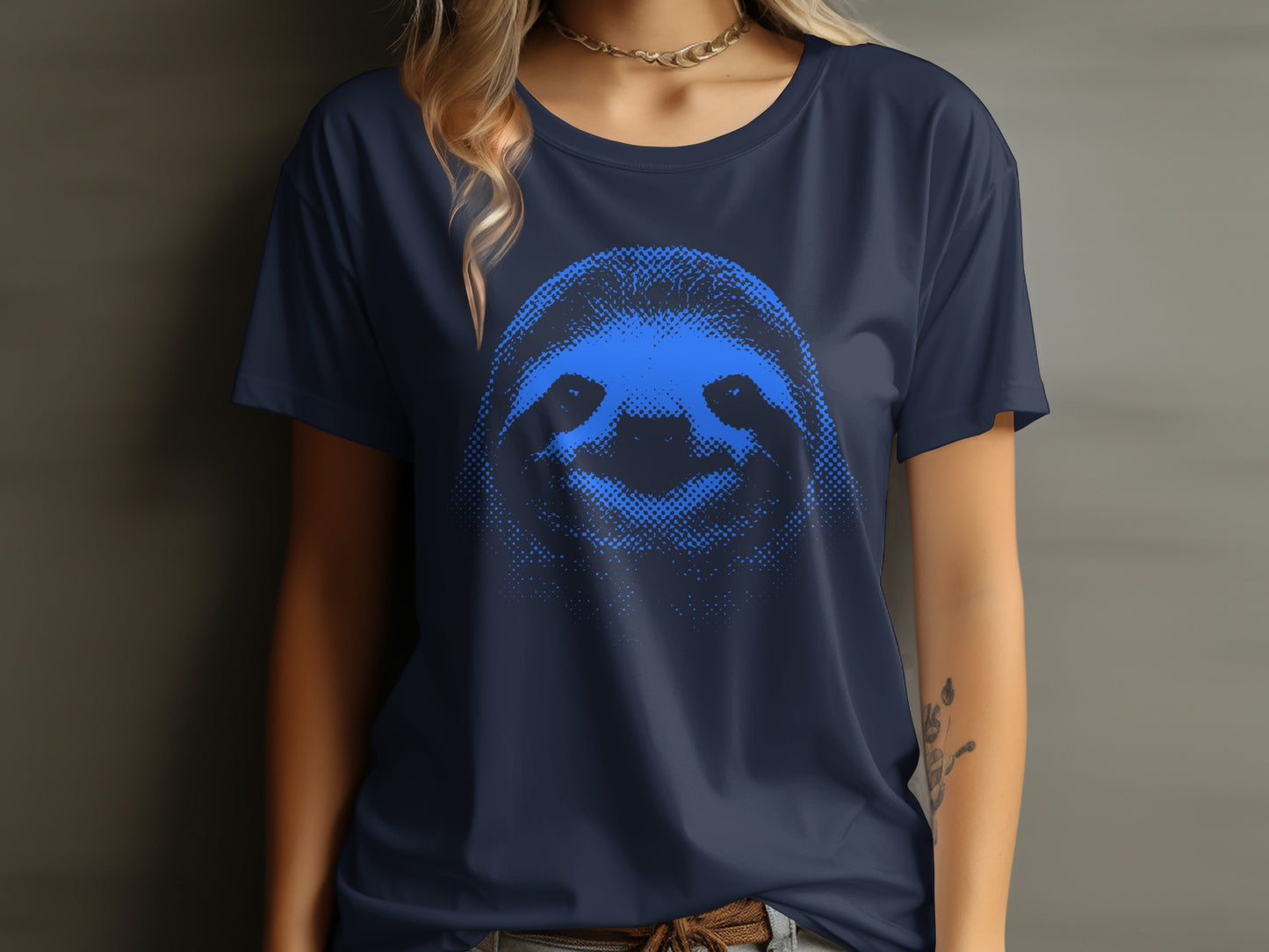 Smiling Sloth Design Graphic Print Tee