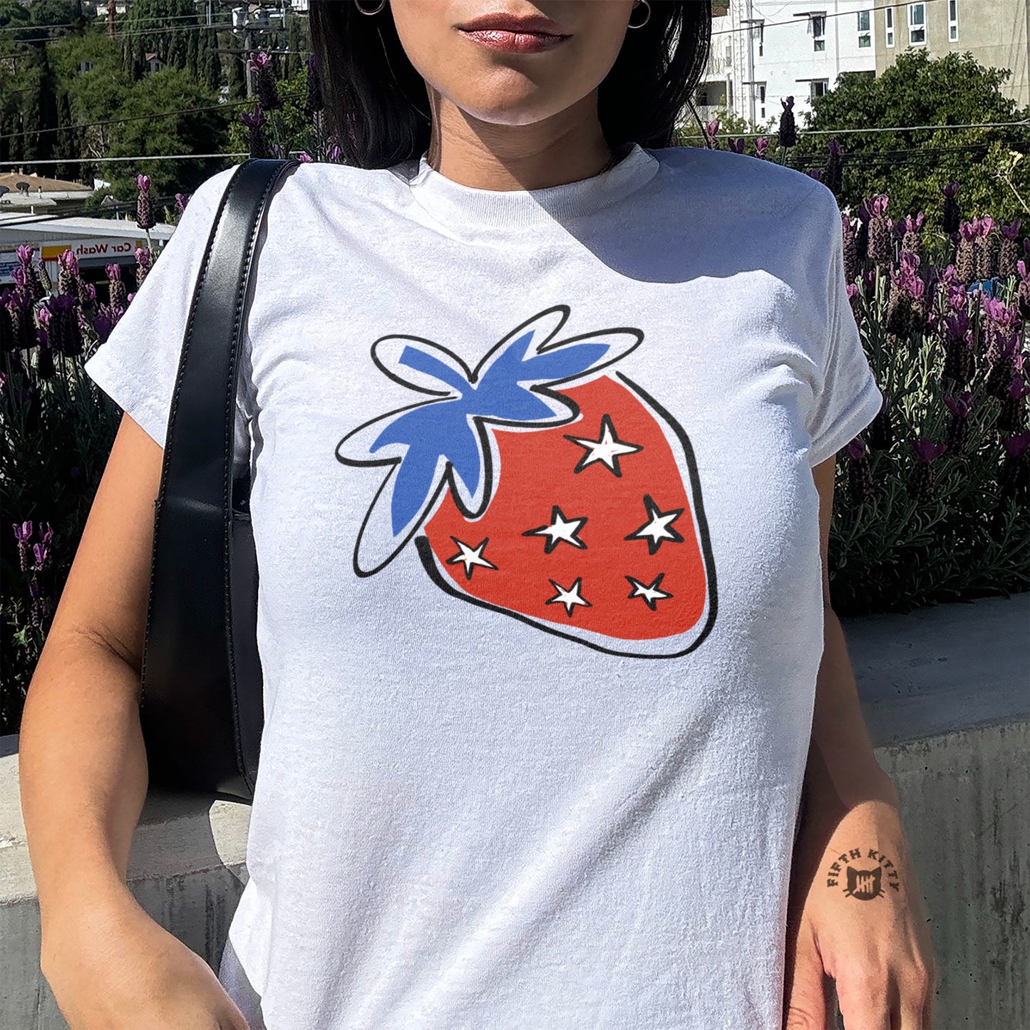 Trendy Strawberry Graphic White T-shirt product