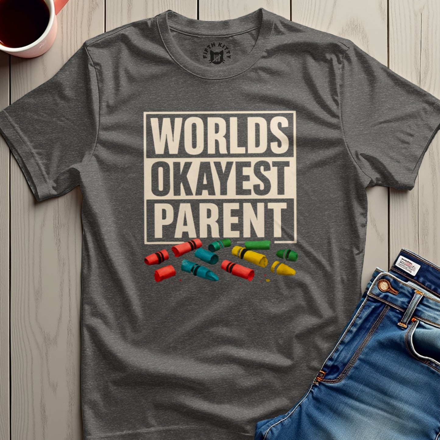 Worlds Okayest Parent Crayons Illustrated Shirt product type