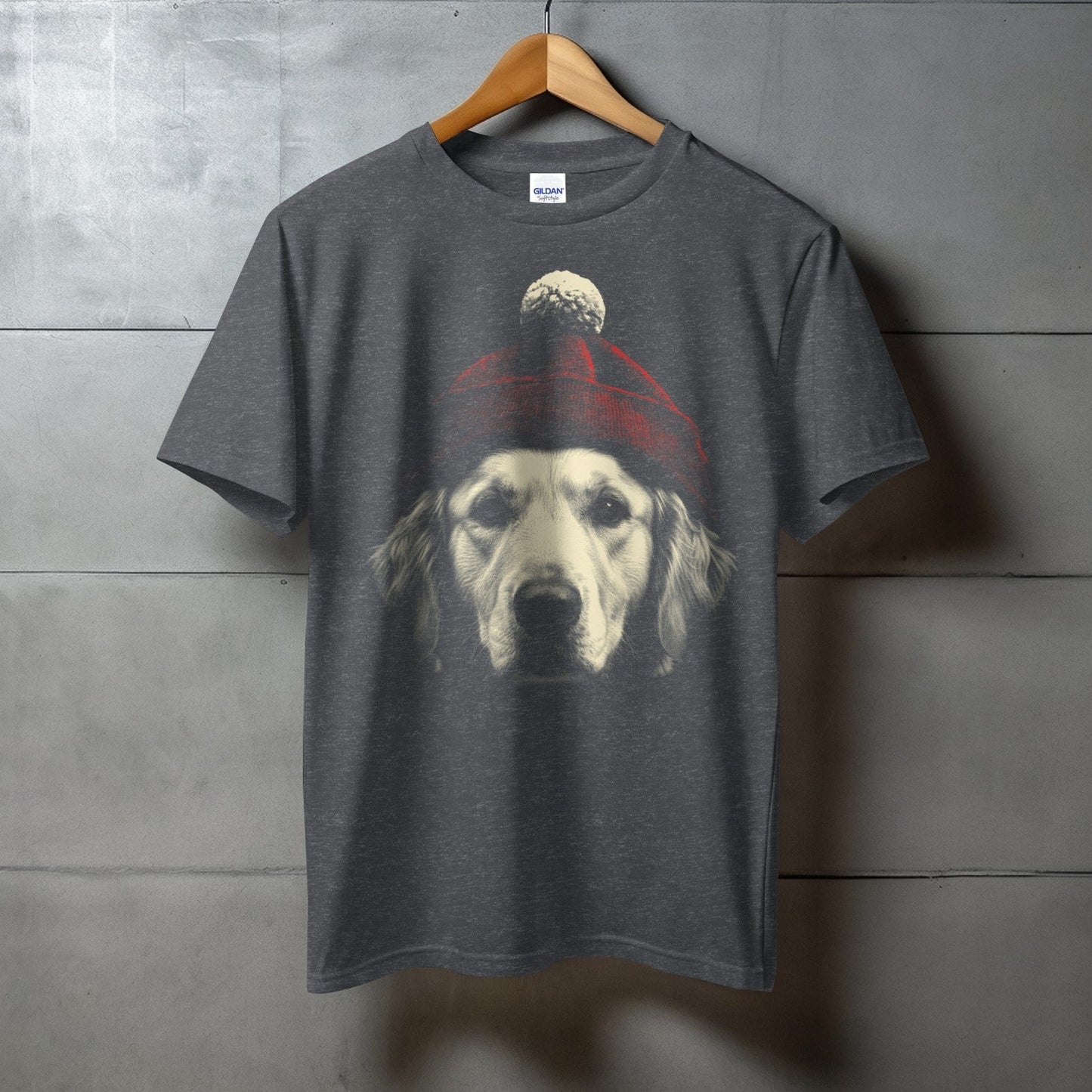 Dog with Red Hat Graphic T-shirt for Casual Look