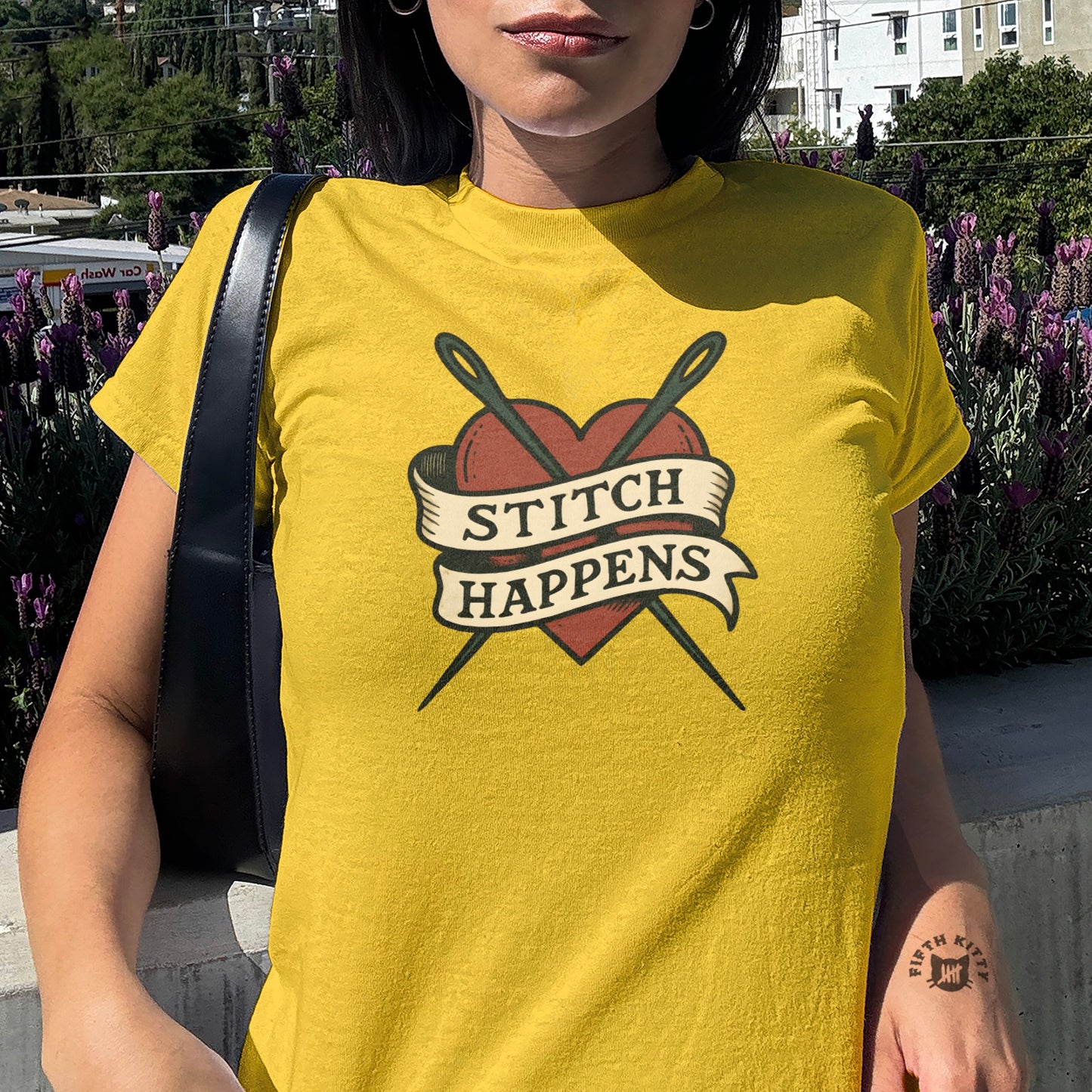 Funny Stitch Happens Graphic Tee Shirt product type