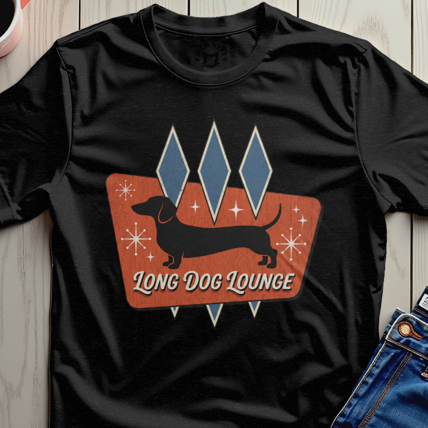 Long Dog Lounge Retro Graphic T-Shirt Design