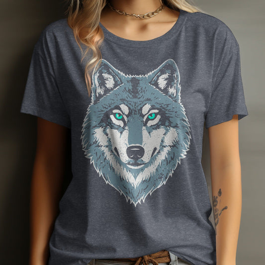 Wolf Face Graphic Print Heather Navy T-shirt product