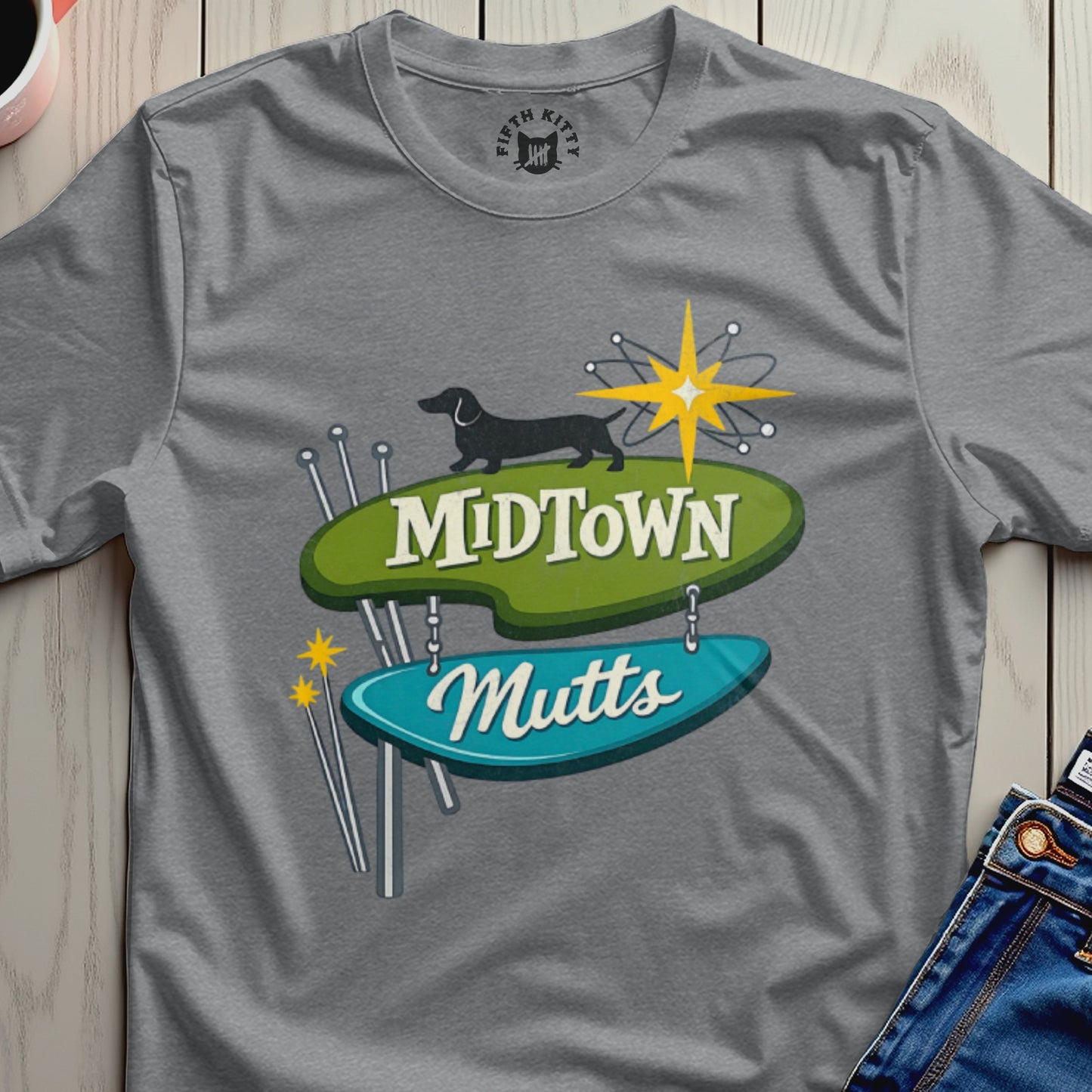 Midtown Mutts Retro Design Graphic T-Shirt