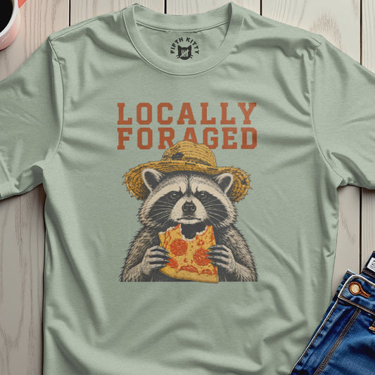 Locally Foraged Raccoon Funny Graphic T-Shirt