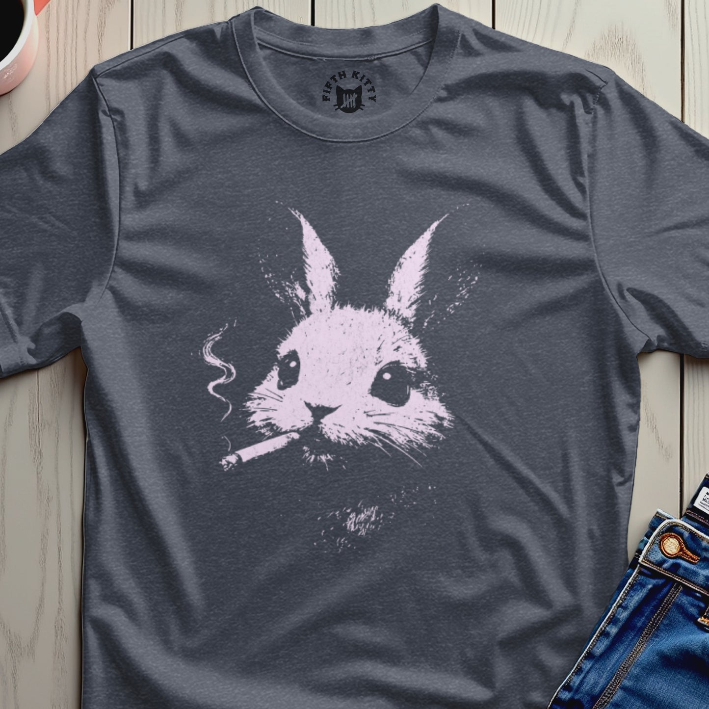 Smoking Rabbit Design Graphic Tee Perfect Urban Style