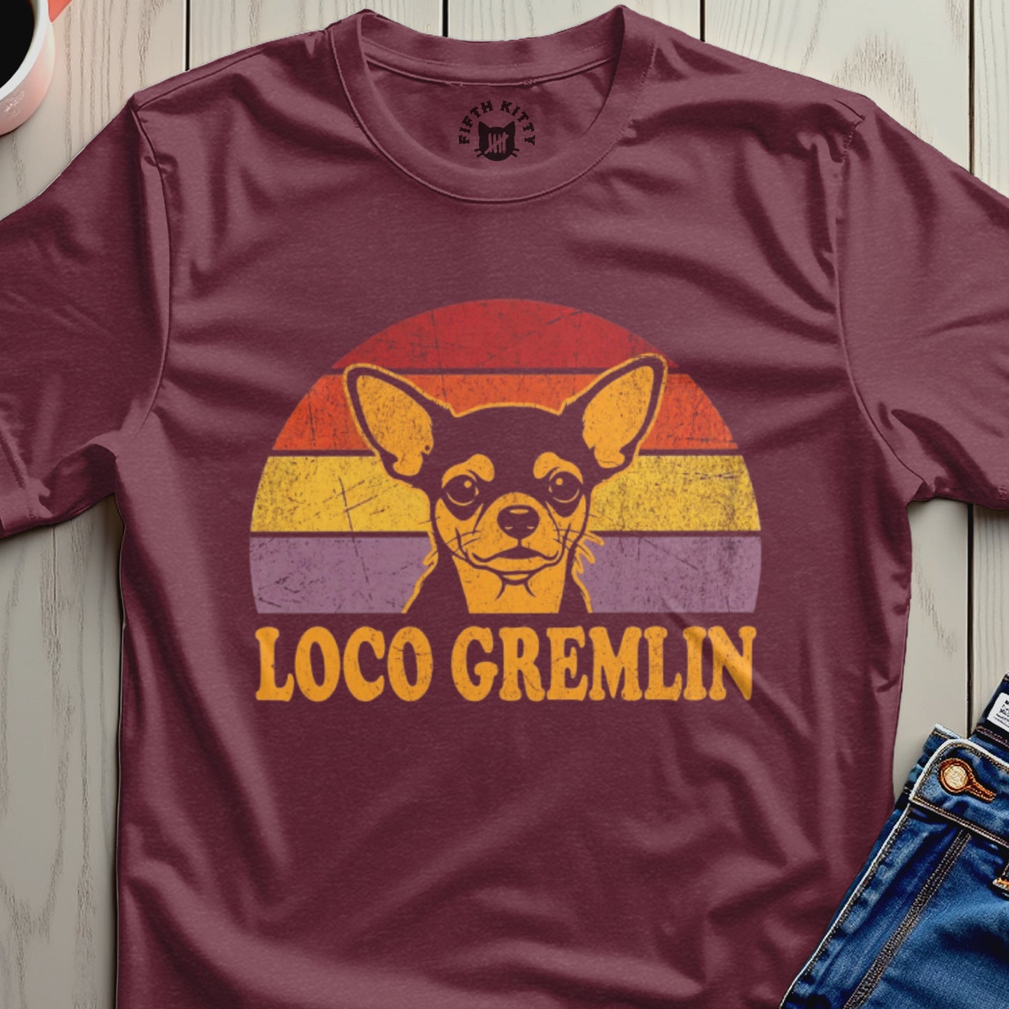 Loco Gremlin Vintage Chihuahua Graphic T-Shirt