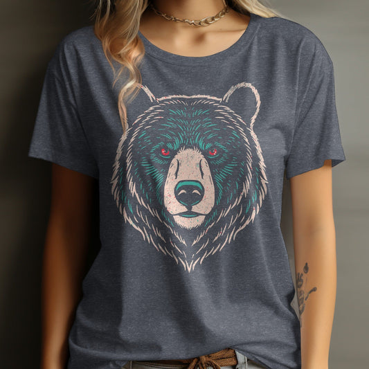 Bear Head Graphic Heather Navy