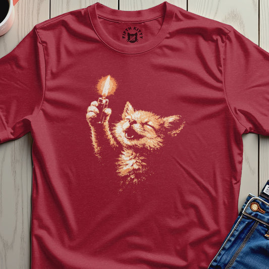Fifth Kitty Excited Cat Holding Lighter Flame Graphic product type