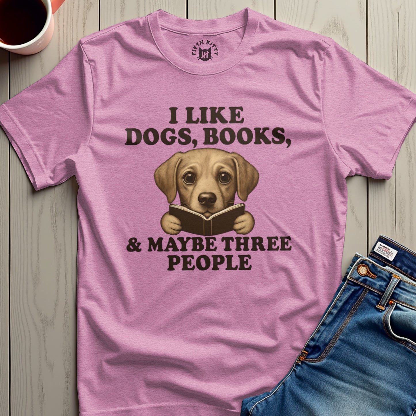 I Like Dogs Books and Maybe Three People T-Shirt product