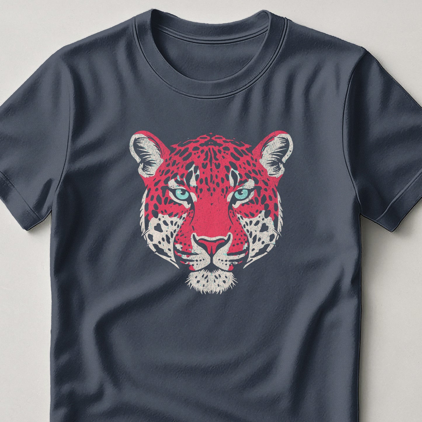 Fierce Red Leopard Face on Dark Grey Tee product