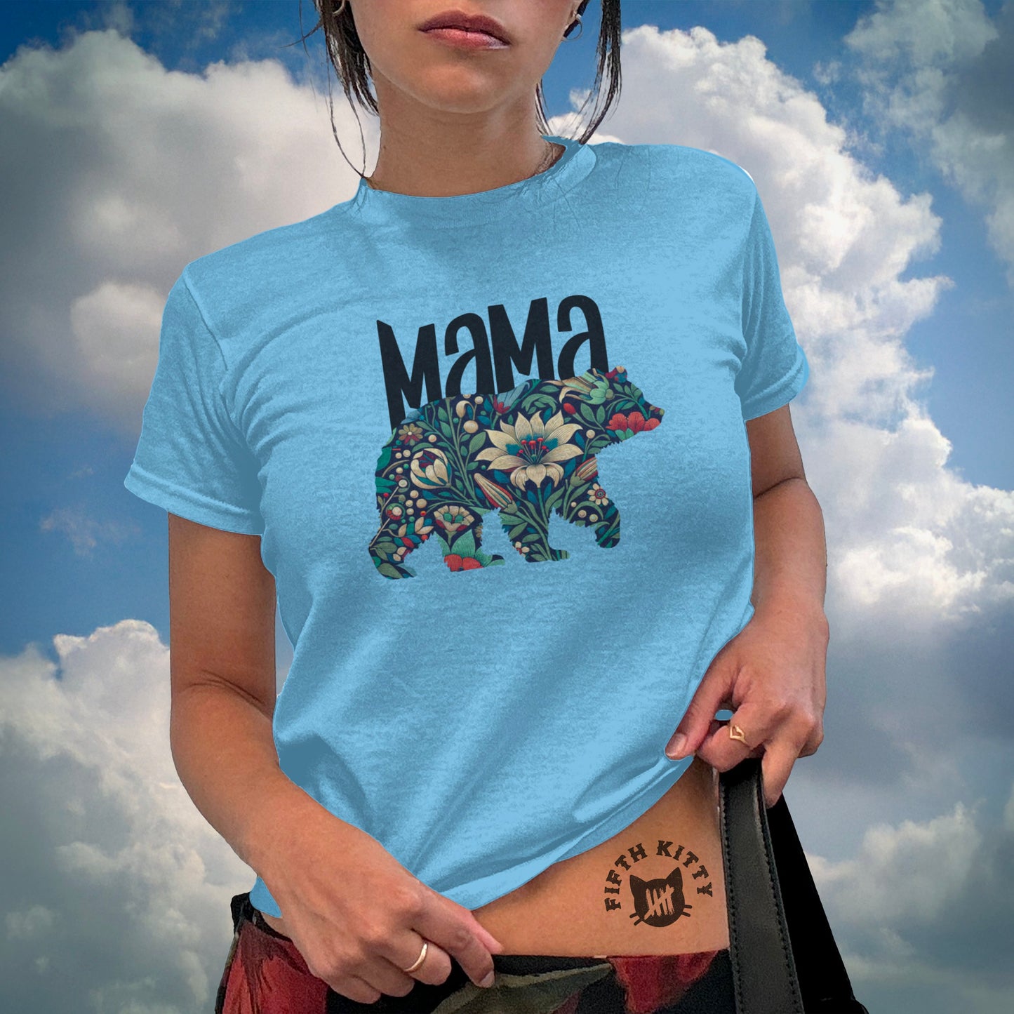 Mama Bear Graphic Tee Artistic Floral Print Shirt product type