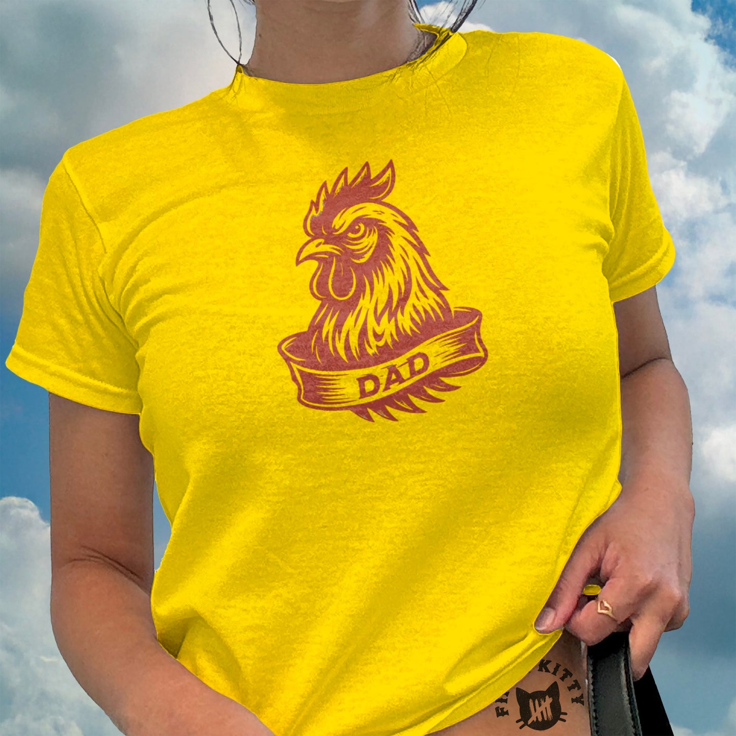 Bold Yellow Dad Rooster Graphic Unisex Tee product