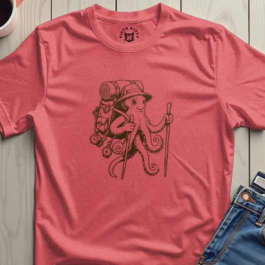 Adventurous Octopus Graphic Hiking T-Shirt