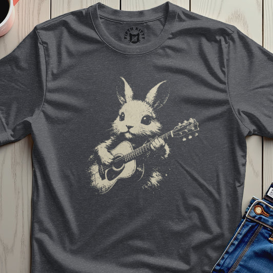 FIFTH KITTY Dark Gray Bunny Guitarist T-Shirt product type