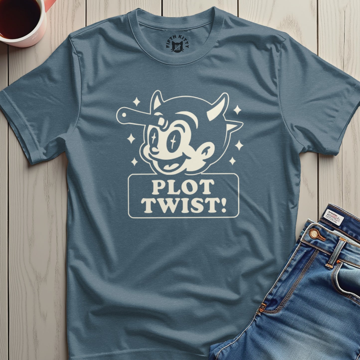 Plot Twist Cartoon Graphic Printed T-Shirt product
