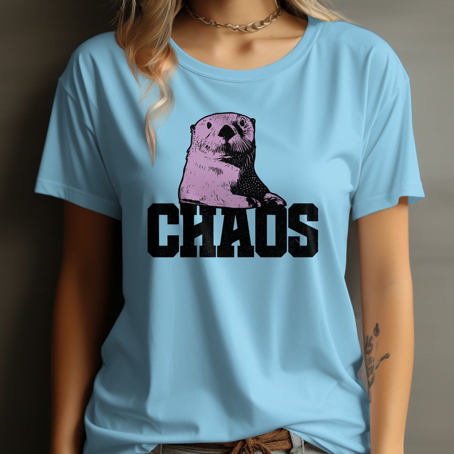 Cute Otter Chaos Design Graphic T-shirt product