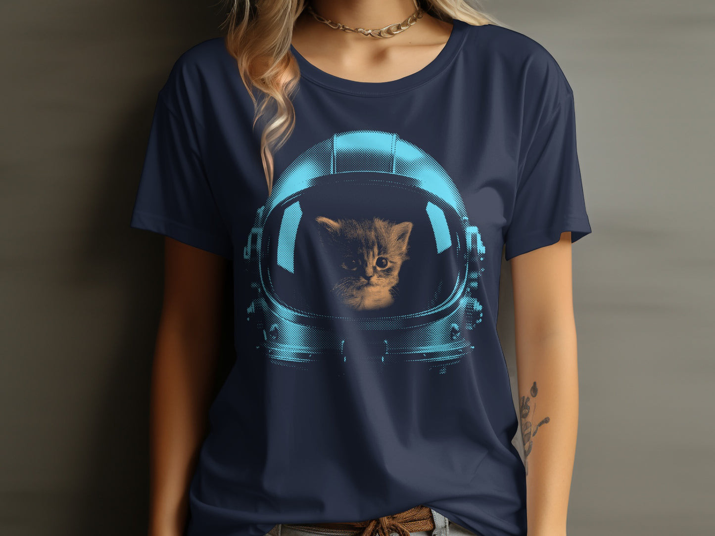 Adorable Kitten in Space Helmet Graphic Tee product