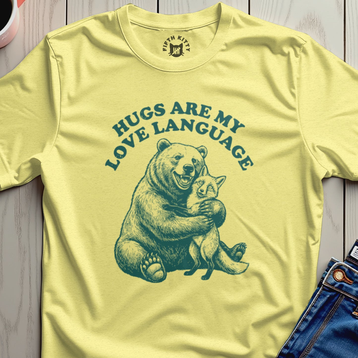 Hugs Are My Love Language Bear and Fox Graphic Shirt