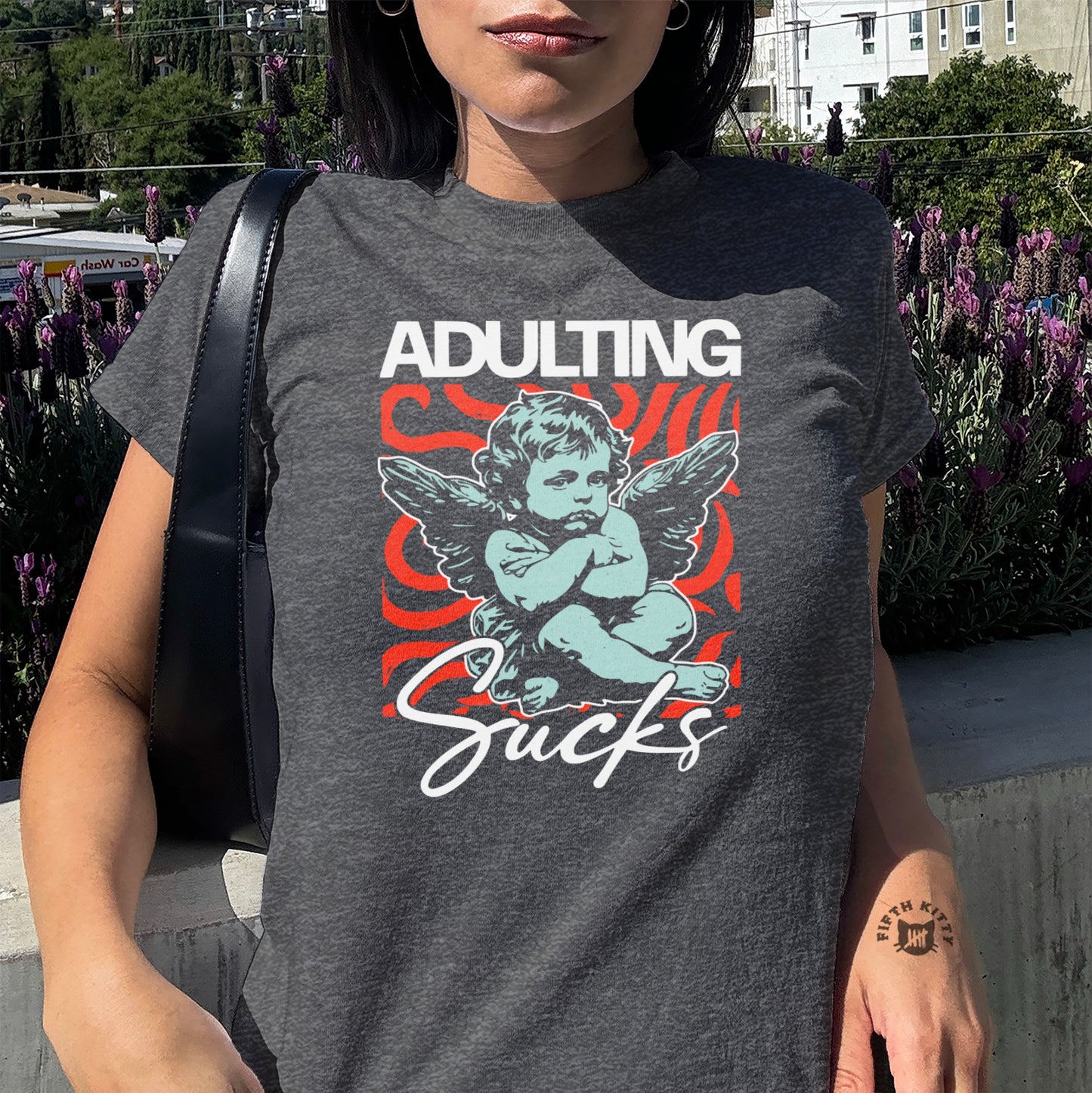 Adulting Sucks Angel Graphic T-shirt product type