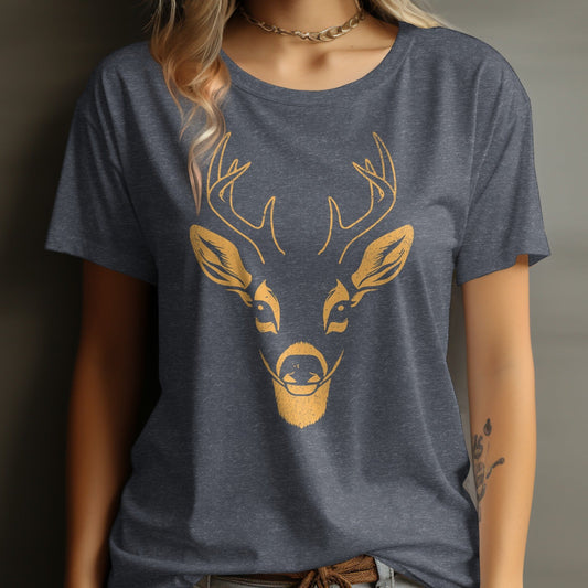 Deer Head Graphic Grey Casual Tee Shirt product type