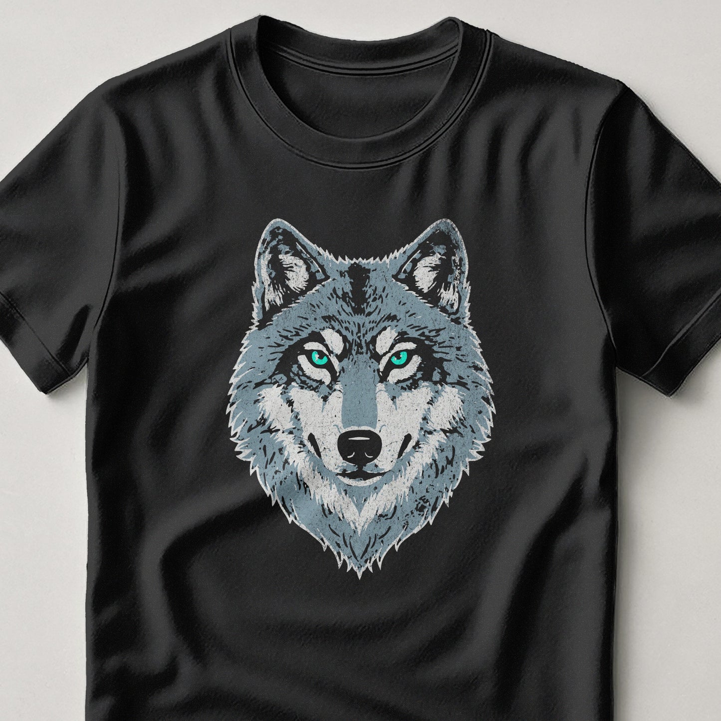 Majestic Wolf Face Design Graphic Black T-shirt product type