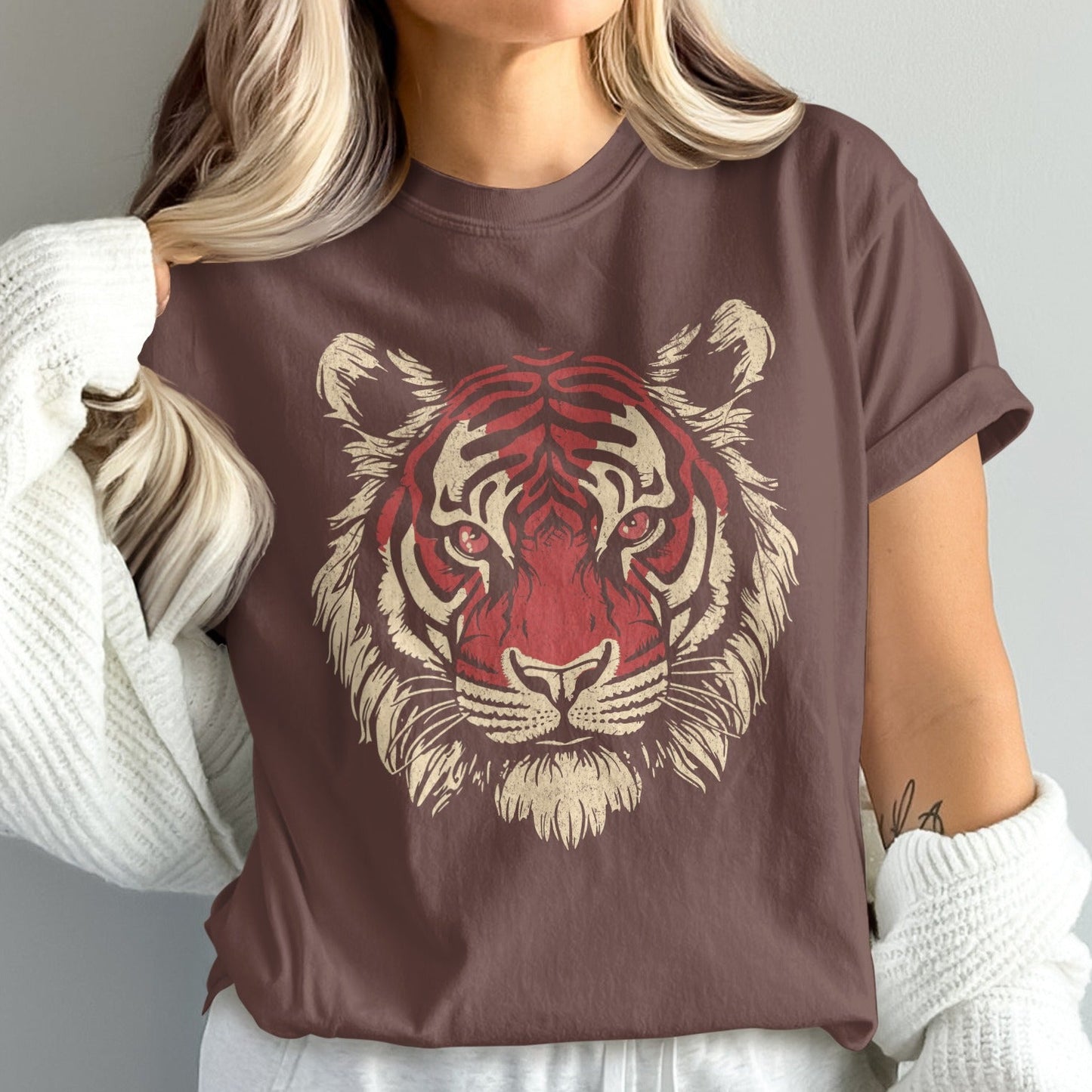 Majestic Red Tiger Graphic on Classic T-Shirt Product