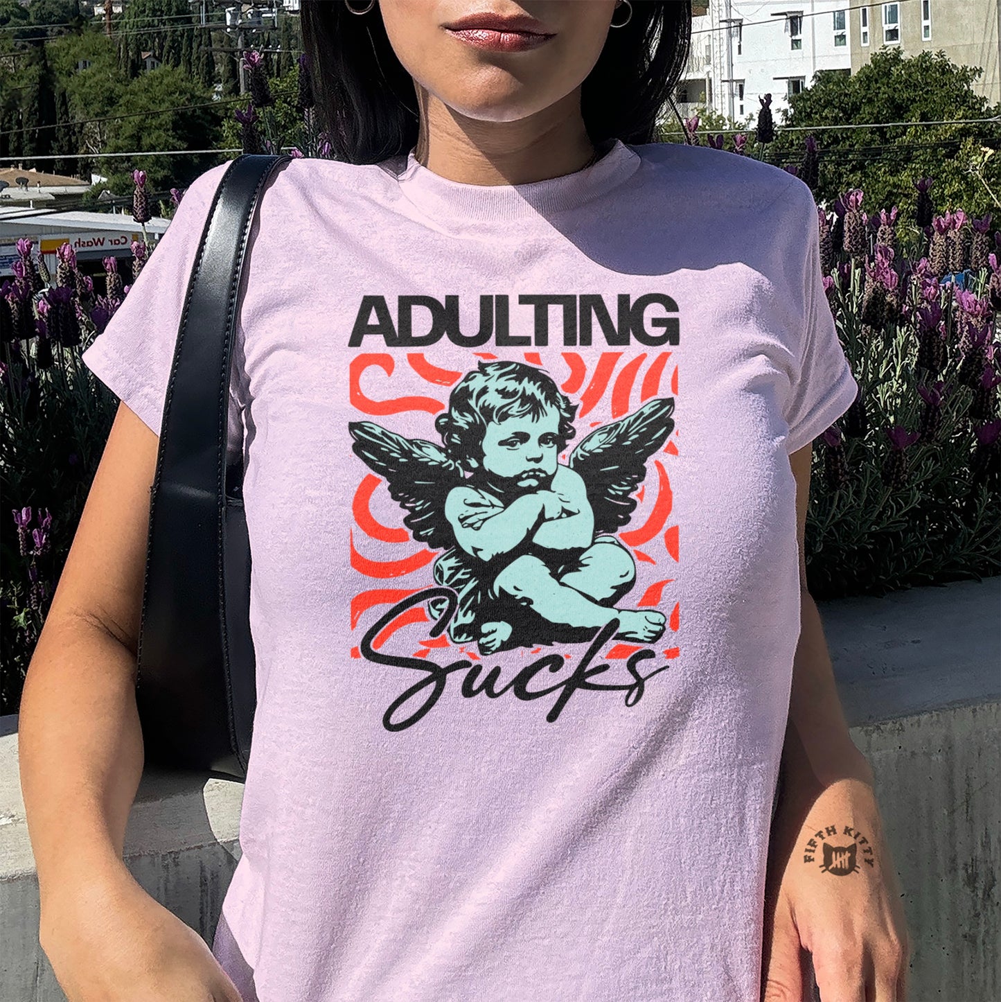 Adulting Sucks Angel Graphic Tee Shirt product type