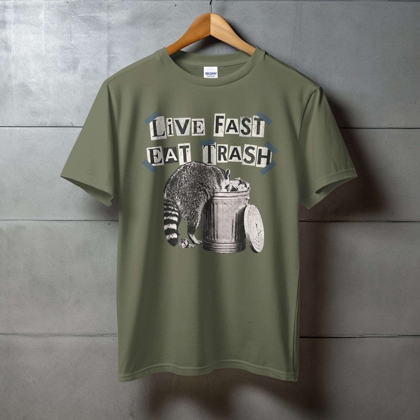 Live Fast Eat Trash Raccoon Graphic T-shirt