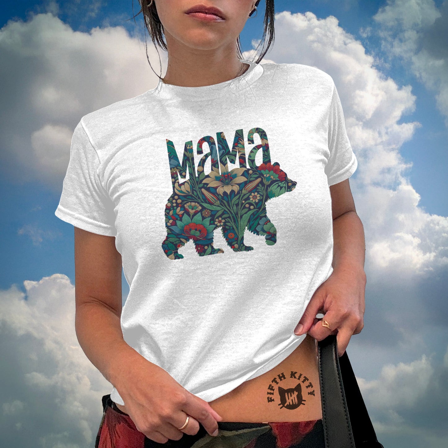 Floral Mama Bear Graphic Design White T-Shirt product