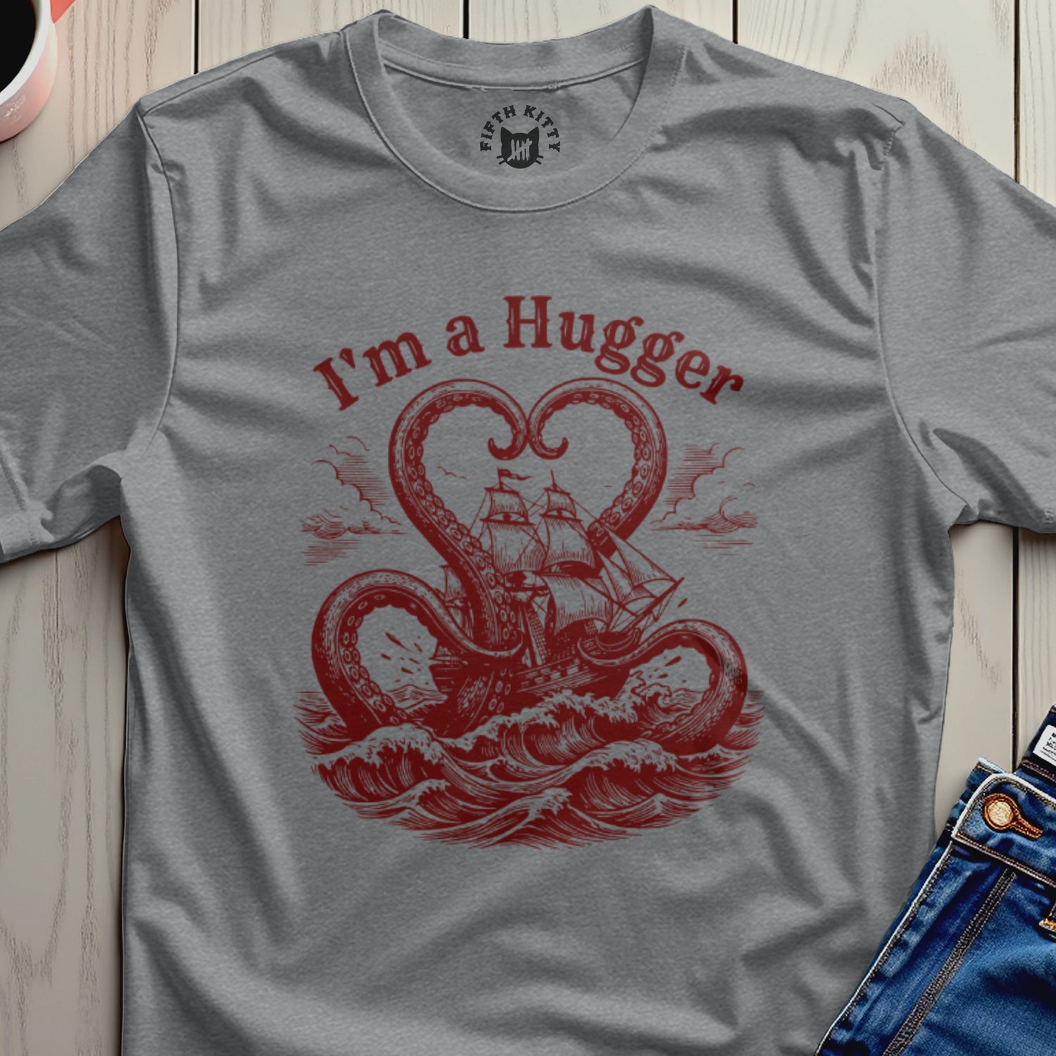 I'm a Hugger Kraken and Ship Graphic T-Shirt