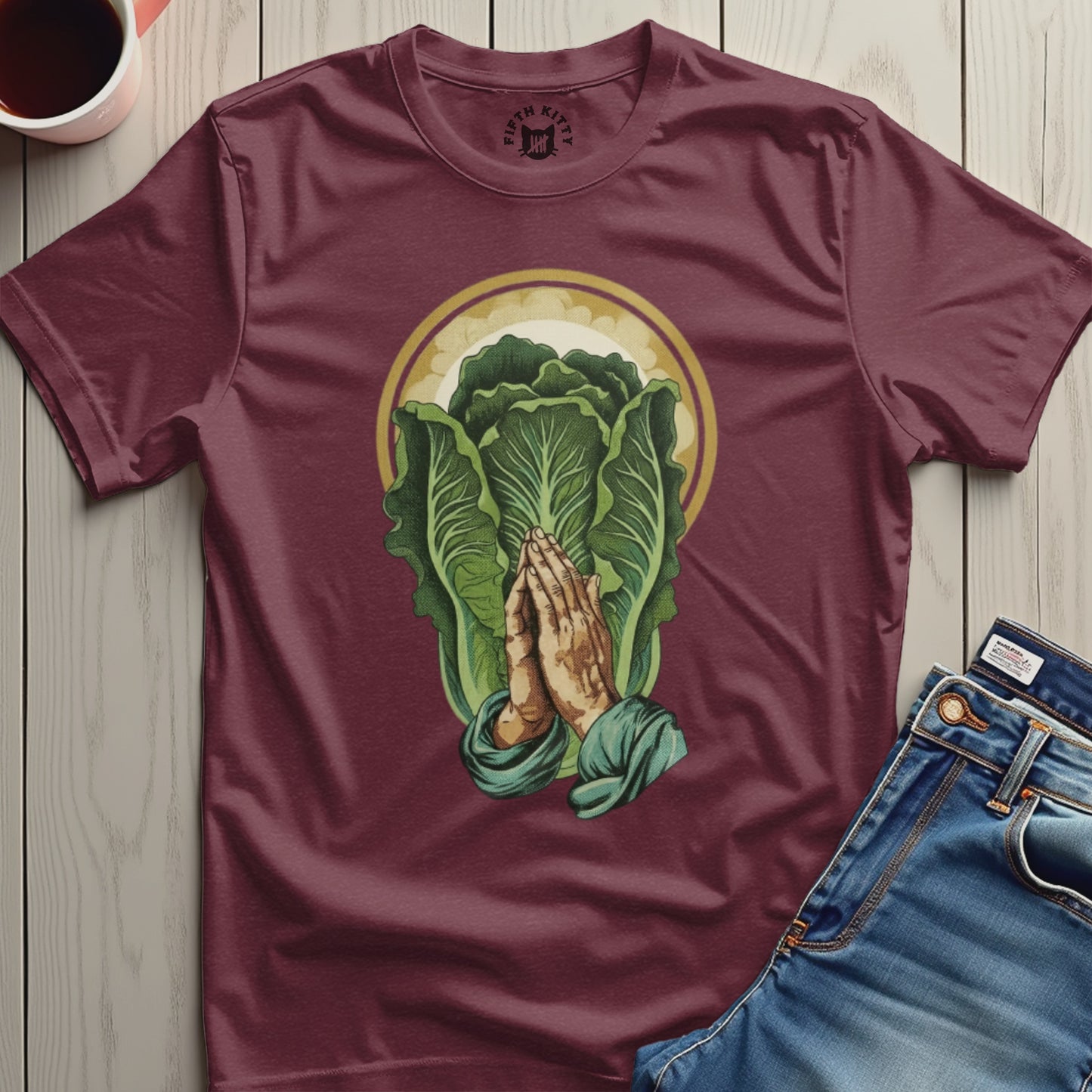 Praying Hands in Lettuce Graphic Printed Shirt product type