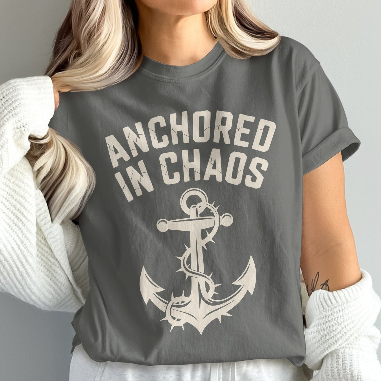 Anchored In Chaos Graphic Anchor Print T-Shirt product type