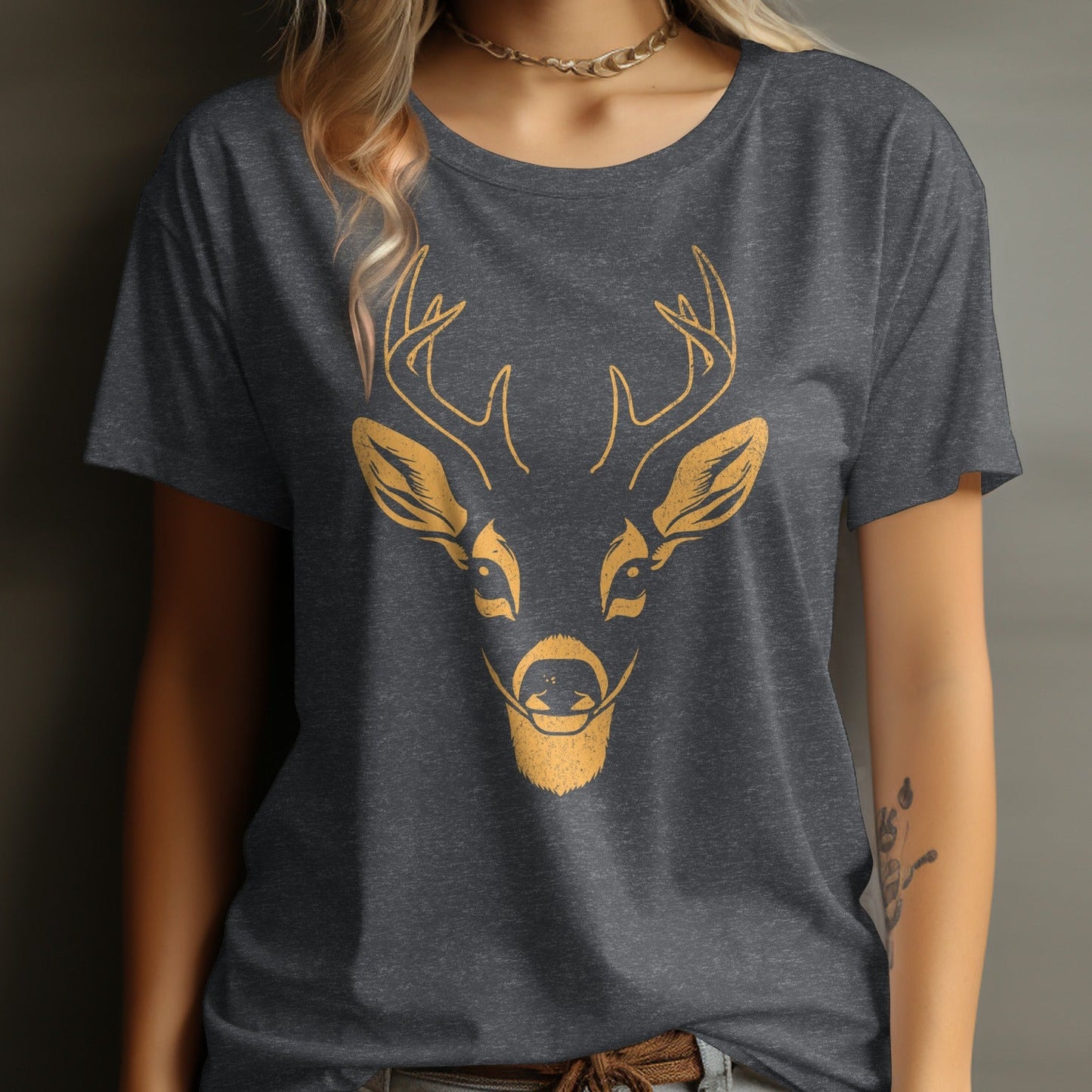 Stylish Graphic T-Shirt with Deer Head Design product type