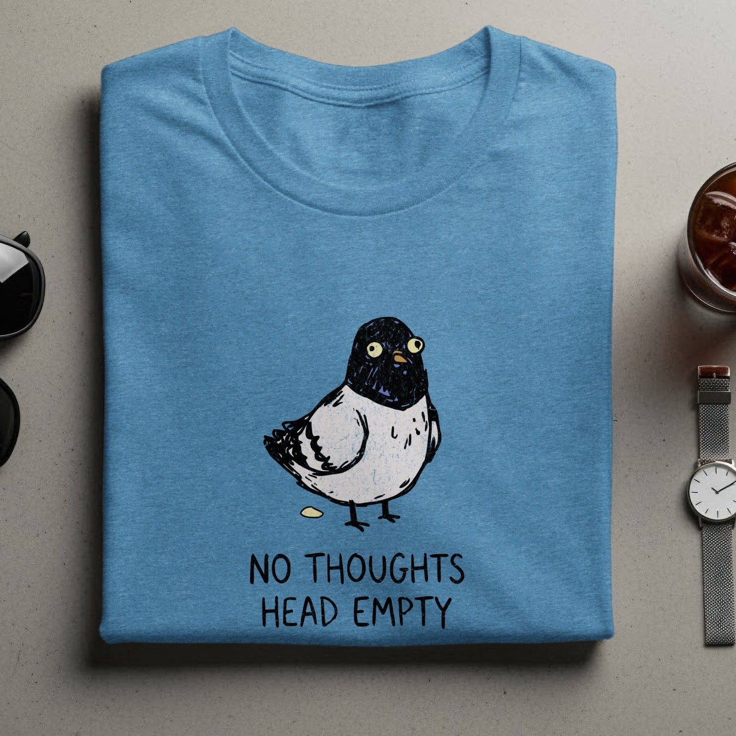 No Thoughts Head Empty Cute Pigeon Graphic Shirt Product