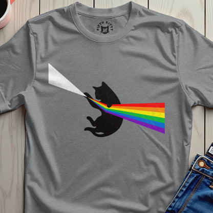 Cat with Rainbow Prism Graphic T-Shirt Product