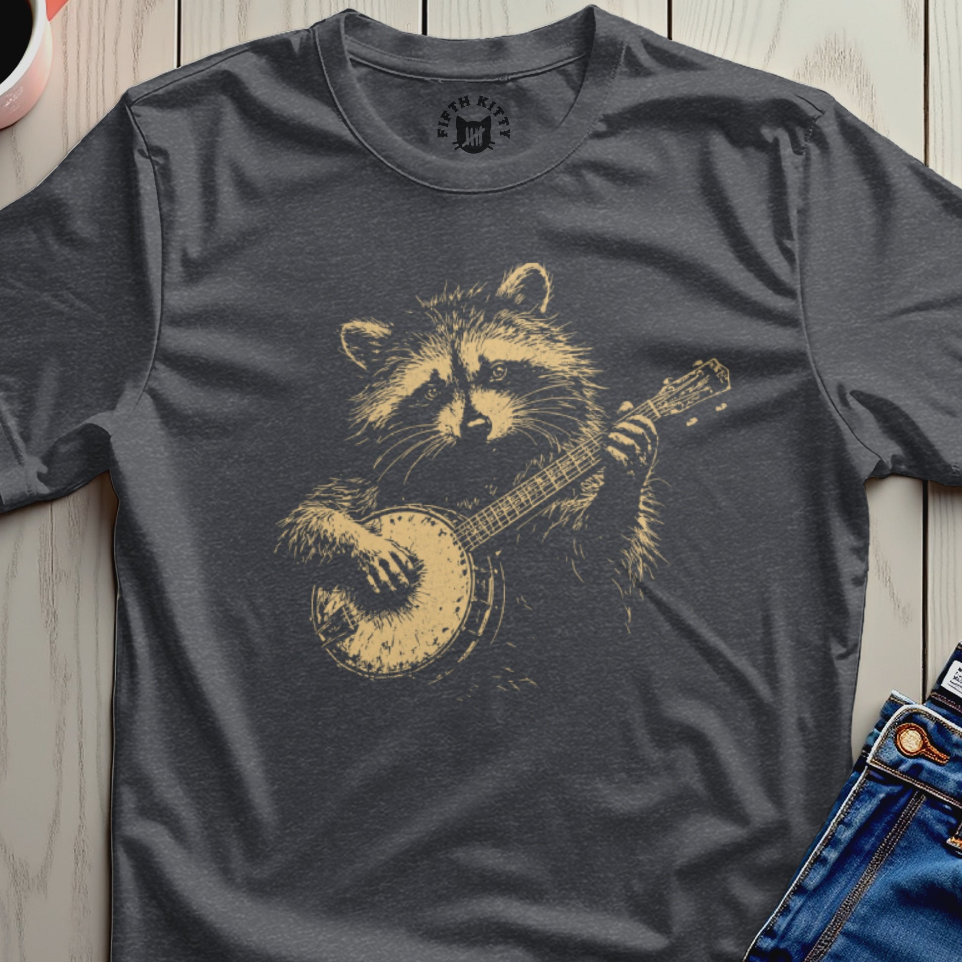 FIFTH KITTY Raccoon Banjo Player Dark Gray product type