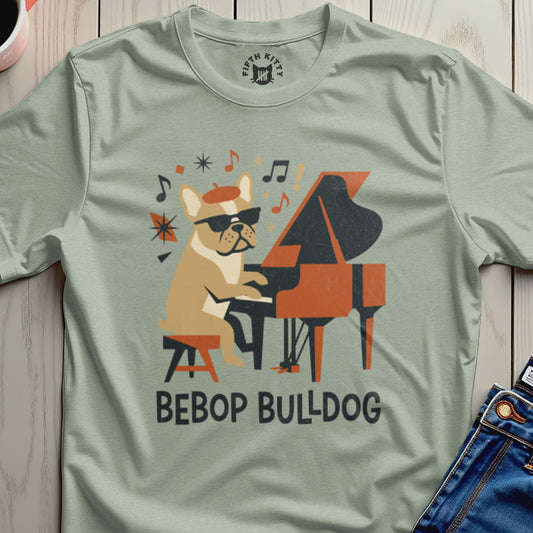 Bebop Bulldog Cute Frenchie Playing Piano T-shirt