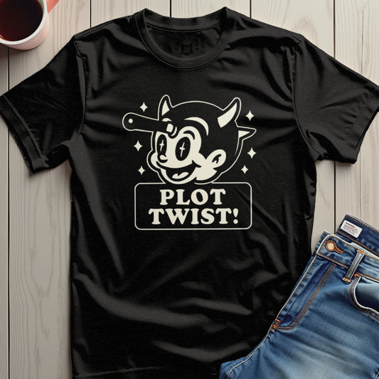 Plot Twist Cartoon Character Black T-Shirt product