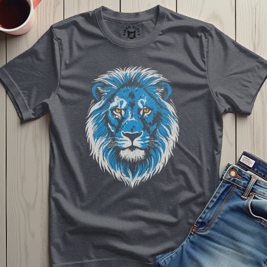Blue Fierce Lion on Grey Casual Wear T-shirt product type