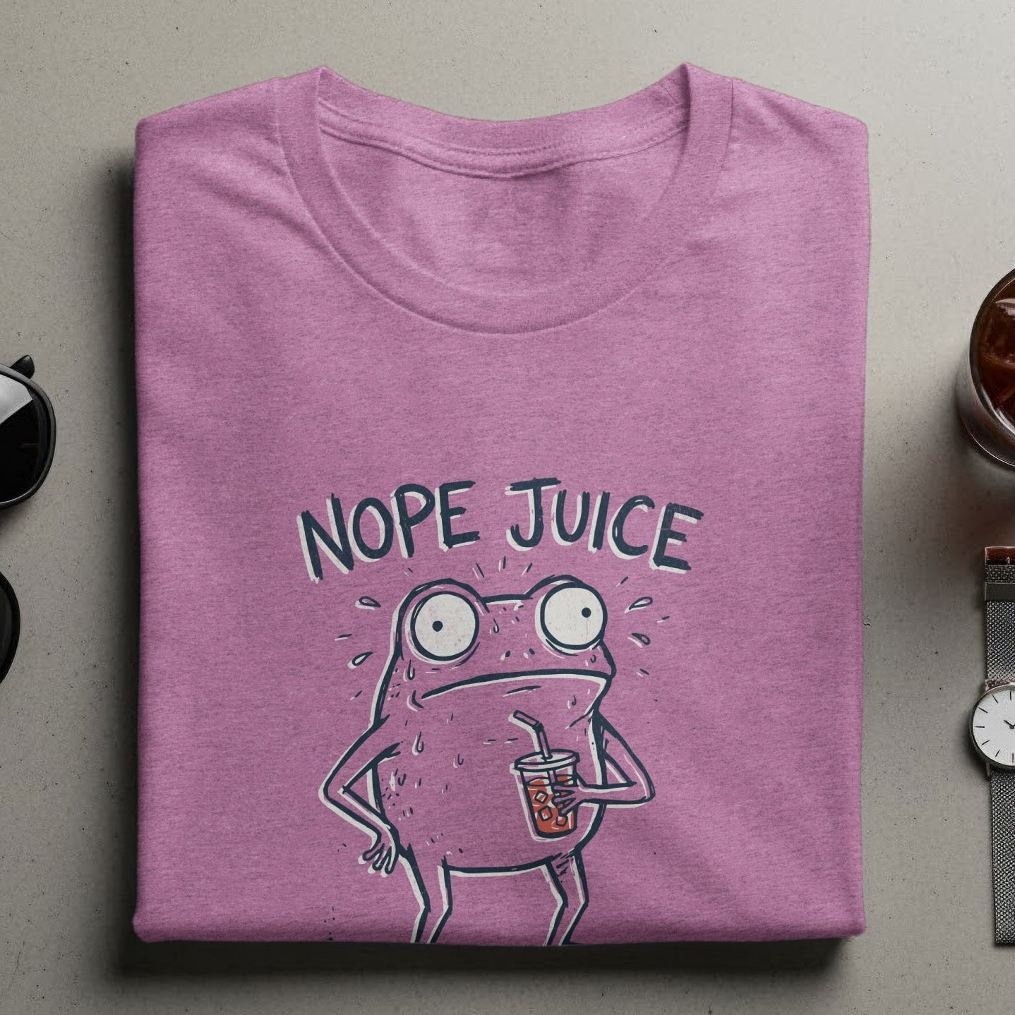 Funny Nope Juice Cartoon Frog Graphic T-Shirt