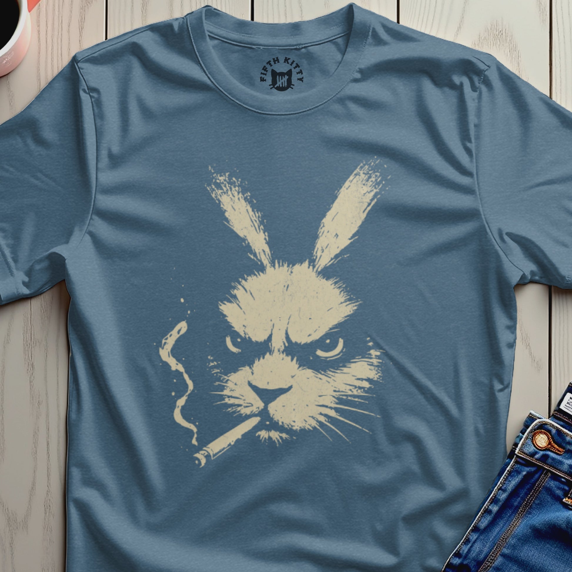 Smoking Rabbit Illustration Graphic T-Shirt