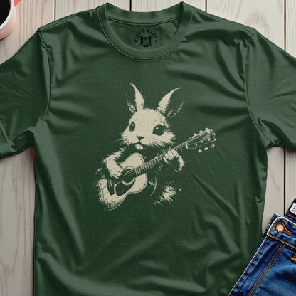 Fifth Kitty Rabbit Guitarist Graphic Forest Green TShirt product type