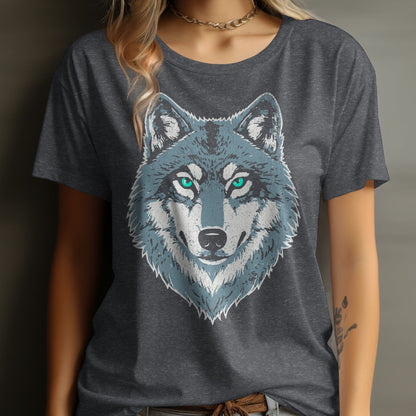 Striking Wolf Design Dark Heather Tee Shirt 