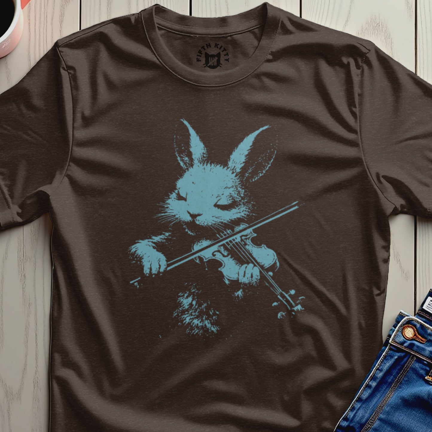 Cute Rabbit Playing Violin Graphic T-Shirt