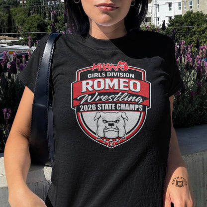 MHSAA Girls Division Romeo Bulldogs 2026 State Champs t-shirt.