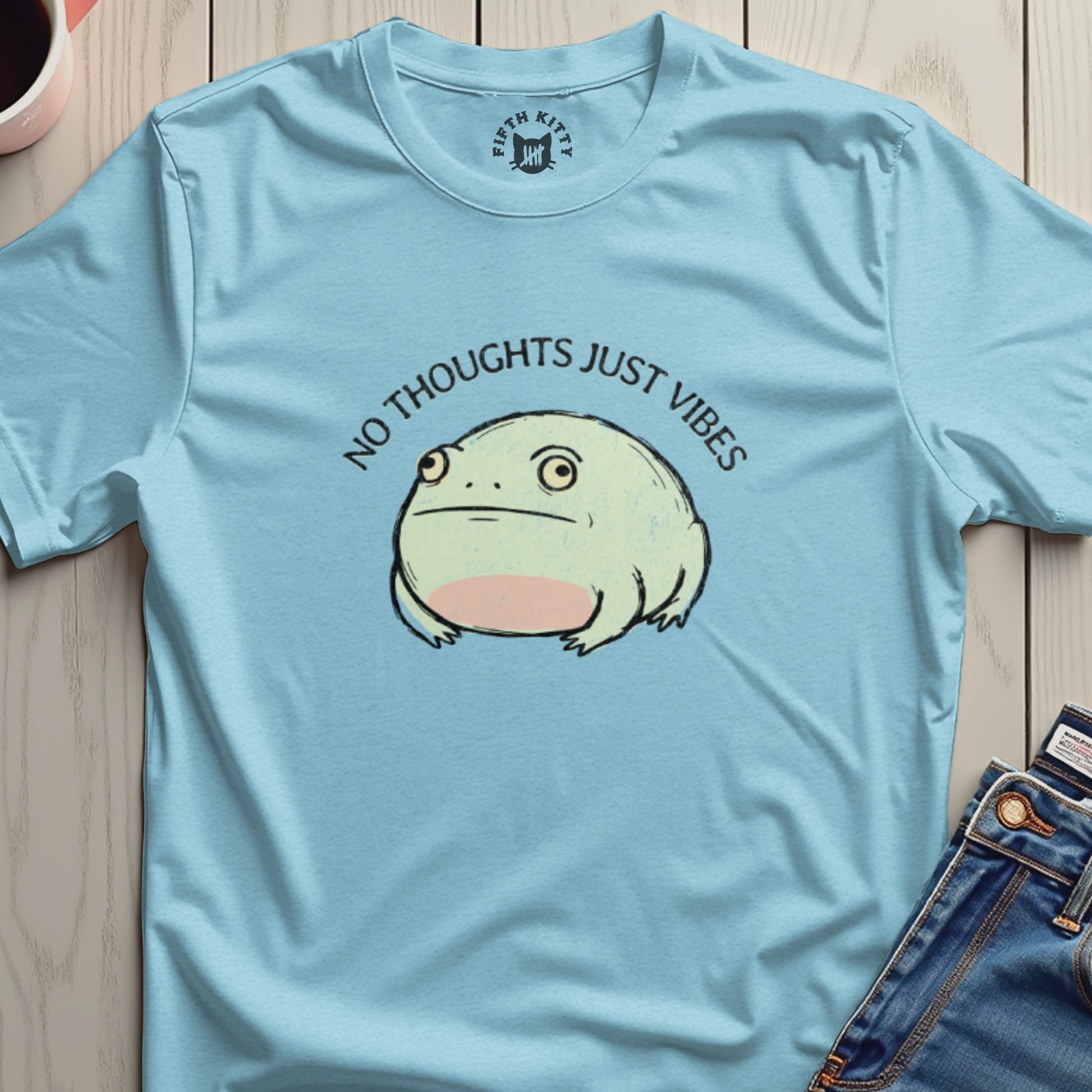 No Thoughts Just Vibes Cute Frog Graphic T-Shirt