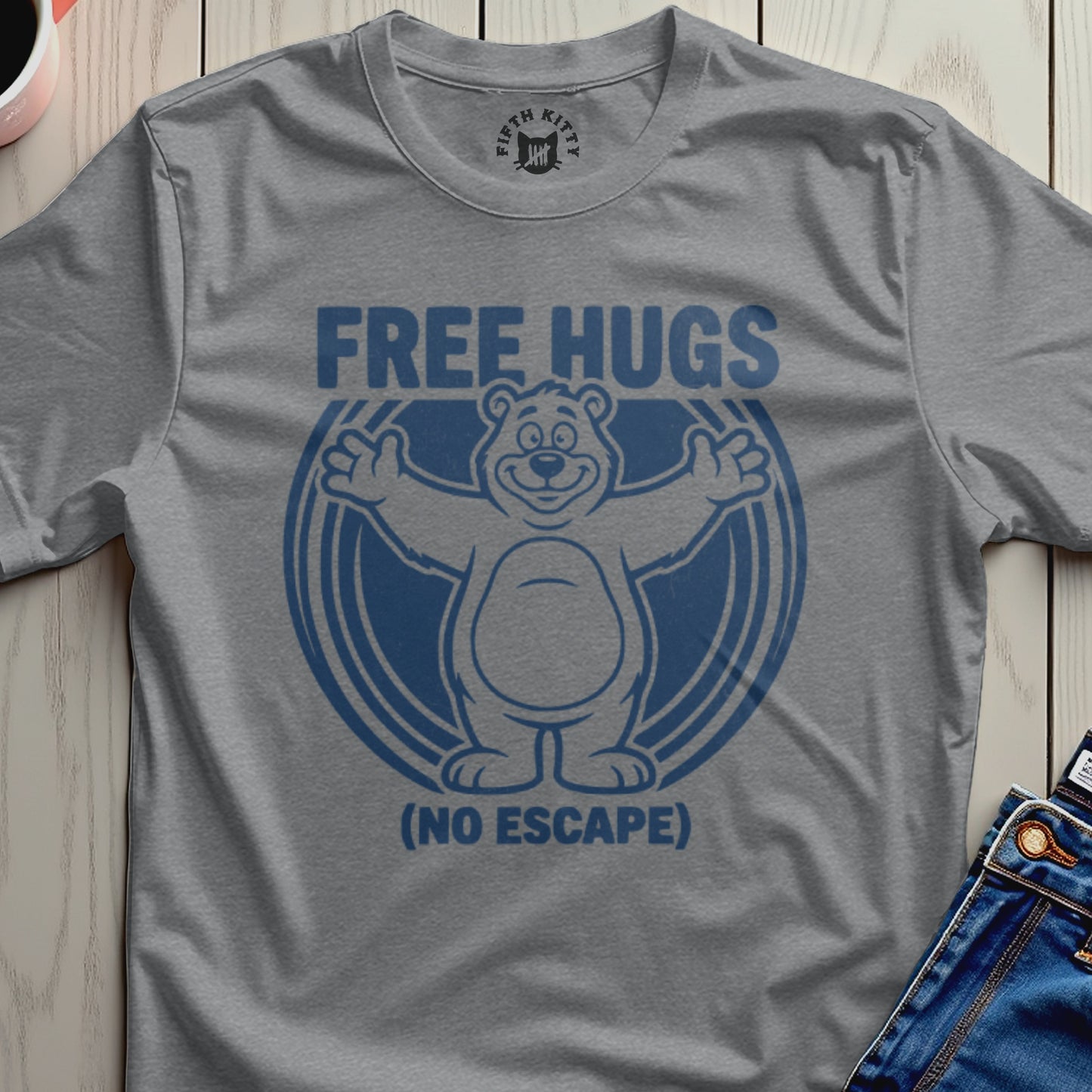 Free Hugs No Escape Bear Graphic T-Shirt