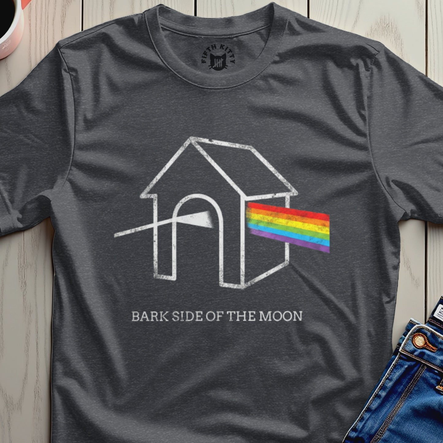 Bark Side of the Moon Rainbow Graphic T-shirt