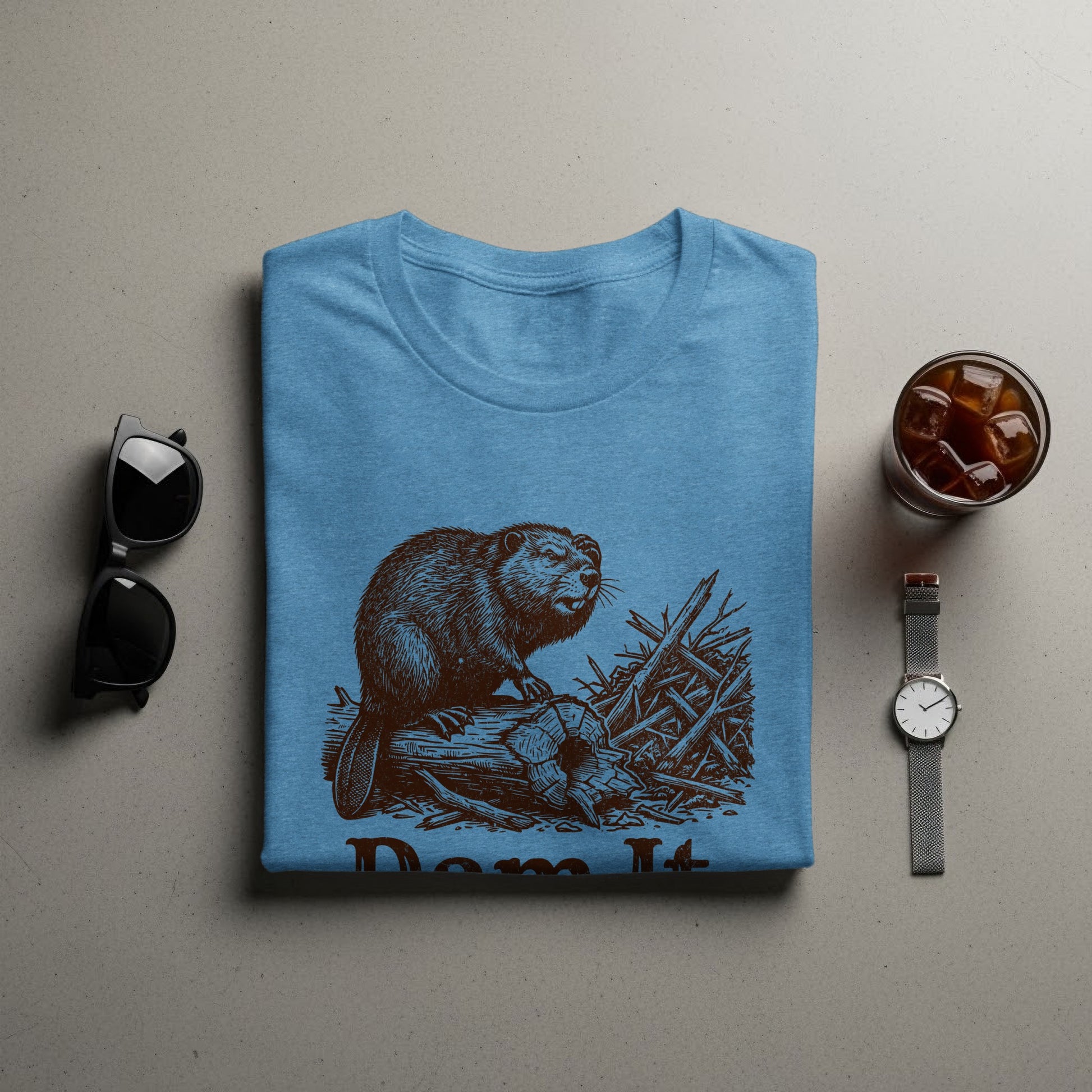 Unique Dam It Beaver Graphic Tee Shirt